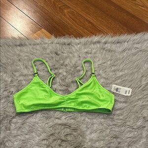 NWT aerie scoop lime green shimmer swimsuit top‎